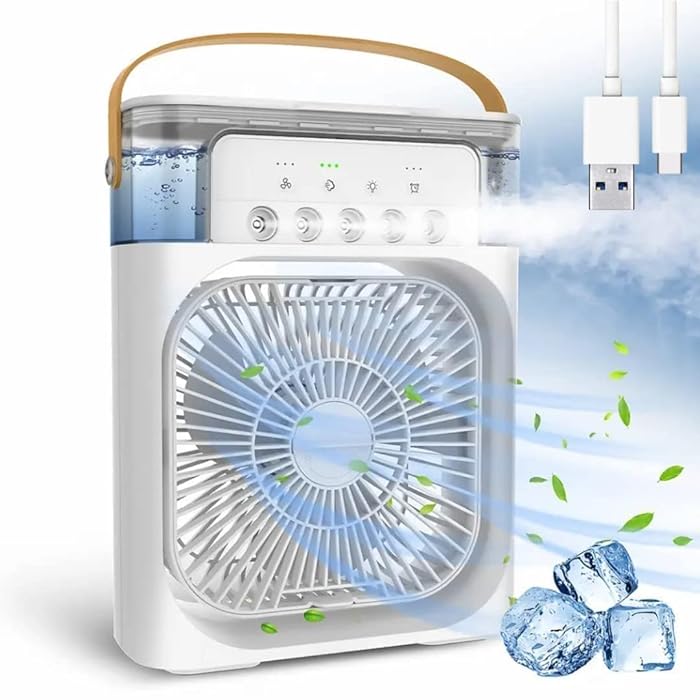 Get Portable Personal Air Conditioner Fan with 30 % OFF ! 5-in-1 Evaporative Cooler with Ice Tray, Multifunctional Features for Any Space.